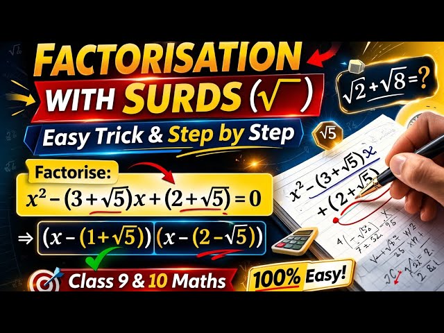 Factorisation with Surds | Easy Trick Explained | Class 9 & 10 Maths