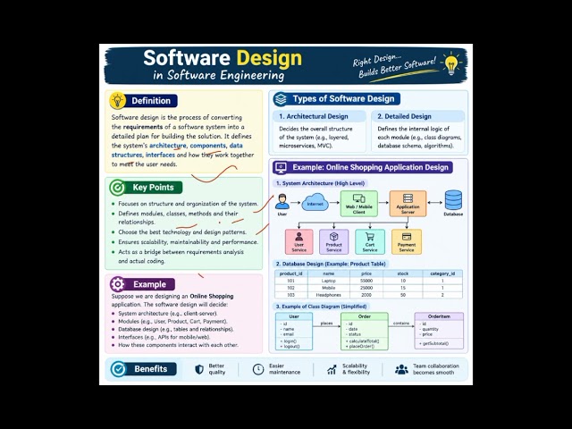 🚀 Software Design in Software Engineering | From Requirements to Real Software! 💻