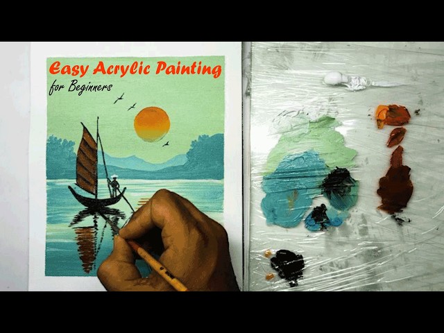 Easy acrylic painting for beginners landscape | Step-by-Step Tutorial