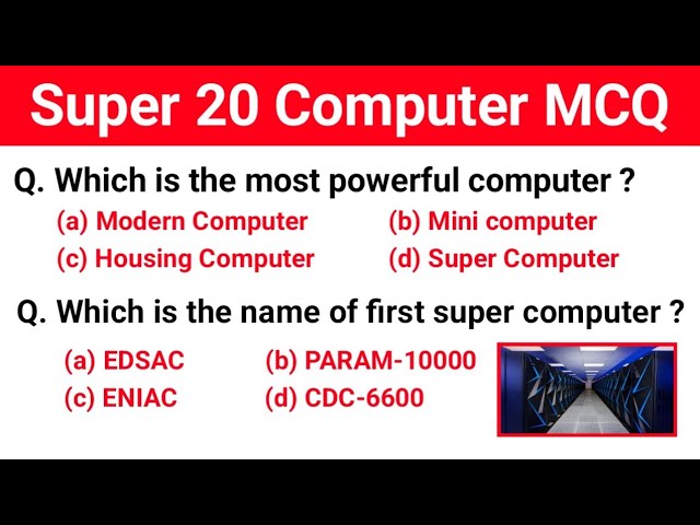 Super 20 Computer MCQ | Computer Important questions for all competitive exam