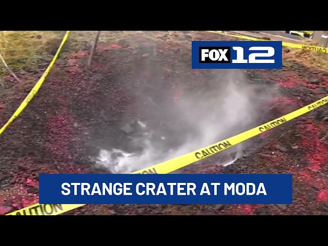 Mysterious hole appears in front of Moda Center