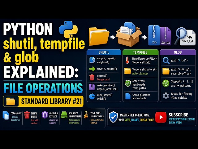 Python shutil, tempfile & glob Explained: File Operations | Standard Library #21
