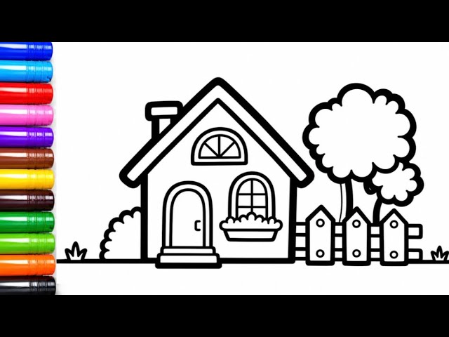 Let’s learn House Drawing, Painting, Coloring for Kids & Toddlers | Let's Draw and Paint Together  