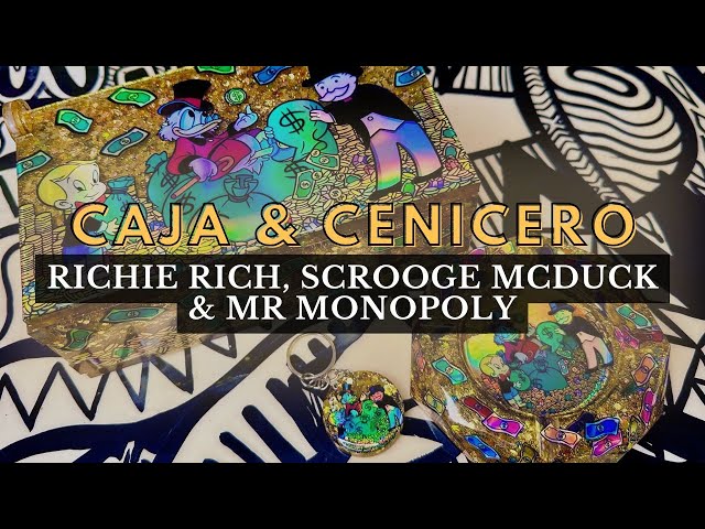 Hice una caja y cenicero de resina con Richie Rich, Scrooge McDuck y Mr Monopoly 💸🤑