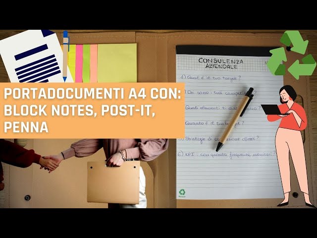 Portadocumenti A4 block notes e post-it eco-friendly ♻ 𝗚𝗶𝗮𝗹𝗹𝗼𝗻𝗼𝘁𝗲 | Gadget personalizzato