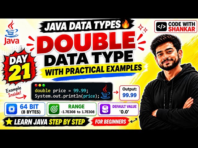 Double Data Type in Java🔥 | What is Double in Java | Example,Range & Size | Java Data Types in Hindi