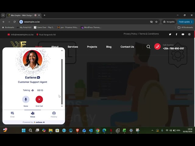 Integrating Customer Support Chat Bot to a website.
