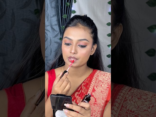 Bengali traditional red saree makeup look✨❤️ #makeuptutorial