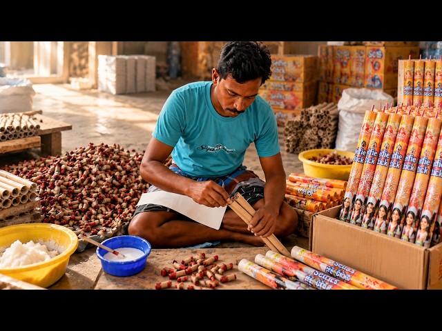 Amazing Fireworks Factory Process | Selfie Stick Crackers Making