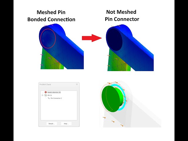 SolidWorks Simulations: Bonded vs. Contact vs. Free Interactions, Connectors, Pin/Bolt Check