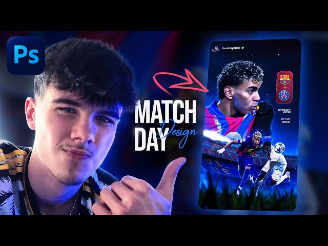 Create PROFESSIONAL Matchday Design in 25 min. | Sports Graphic Design Tutorial