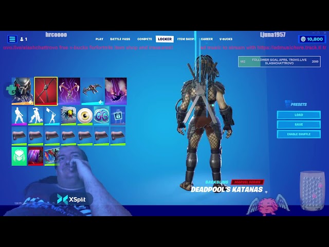 fortnite incent and daily treasures free v-bucks emote skins outfit trovo live slashchattrovo