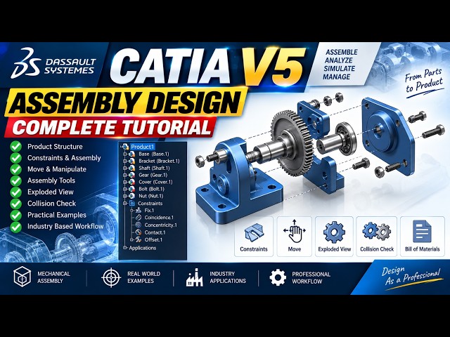 CATIA V5 Assembly Design Tutorial | Complete Assembly Modeling & Constraints