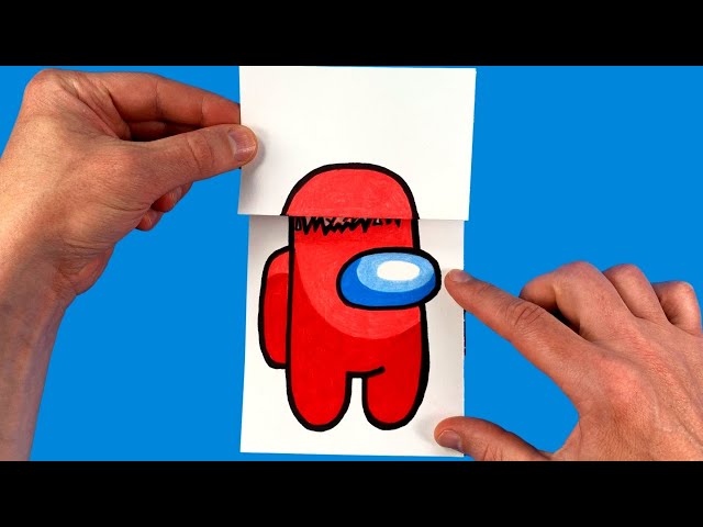How to Draw Among us Crewmates Folding Surprise ARTS & PAPER CRAFTS tutorial