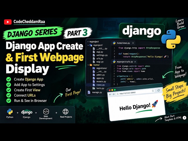 Django App Create & First Webpage Display | Django Series Part 3 🐍🔥