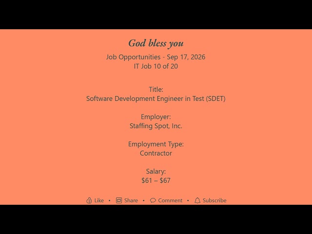 Daily IT Jobs Opportunities 2026-09-17