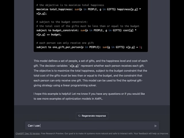 Watch @OpenAI  #ChatGPT and AMPL optimize Santa’s gift delivery!