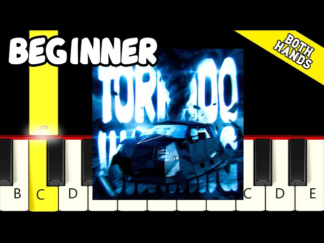 TORNADO WARNING HARDTEKK - Slow (Easy) Piano Tutorial (Both Hands) - Beginner