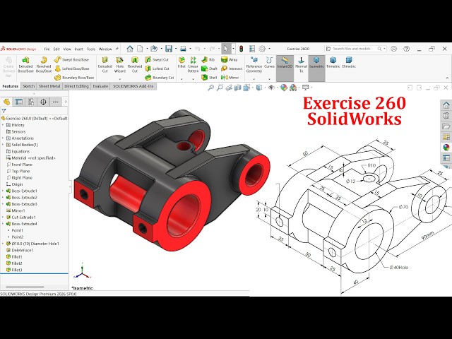 SolidWorks Tutorial for beginners- Exercise 260