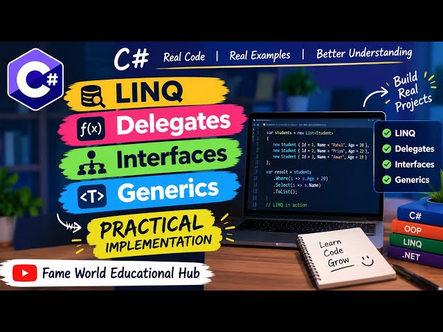 LINQ, Delegates, Interfaces & Generics in C# | Practical Implementation | C# Tutorial  