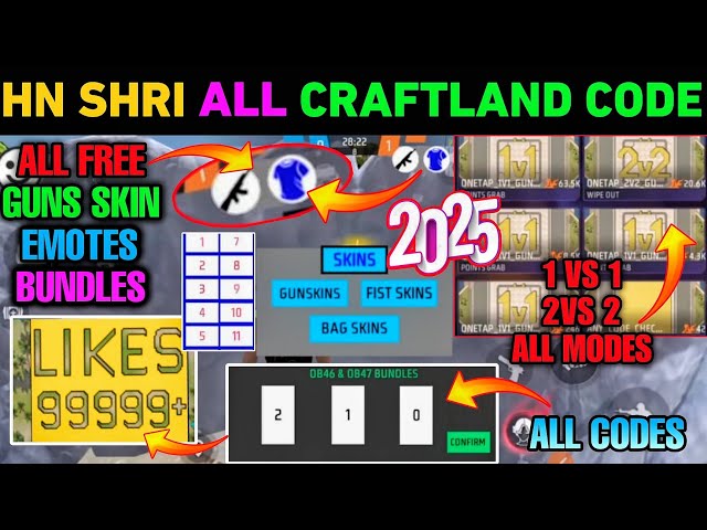 HN Shri ALL Craftland Map Code 🔥 1 vs 1, 2vs2, 9999+ Likes | HN Shri ALL Craftland Map Code Password