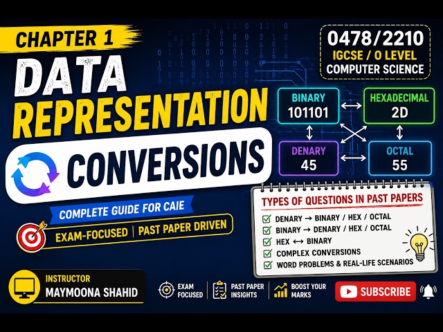 Data Representation|IGCSE Computer 0478/2210 | Binary, Denary & Hexadecimal Conversions |Past Papers