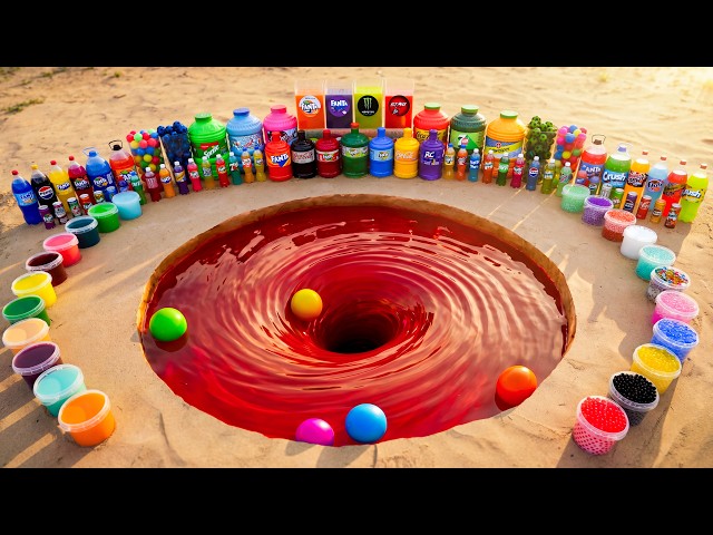Giant Soda Whirlpool Experiment with Coca Cola, Fanta, Sprite and Mentos