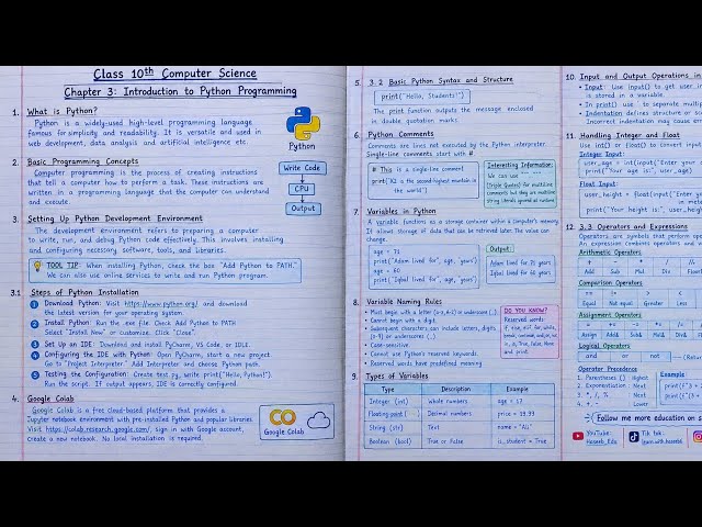 10th Computer Chapter 3 | Python Basics, Data Types & Programs | Board Exam 2027