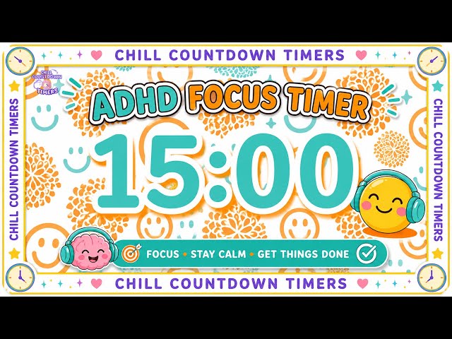 15 Minute ADHD Focus Timer | Visual Classroom Timer with Lofi Music for Study & Homework