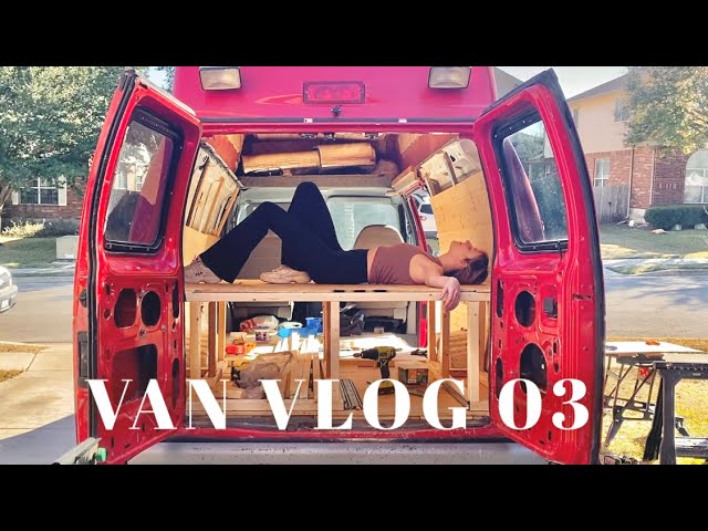 Van Build Vlog 03 | Building My Bed, Putting Up Walls, and Making Cabinets!