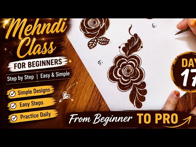 Easy & Beautiful Mehndi Design for Beginners | Day 15 | Step by Step Mehndi Class