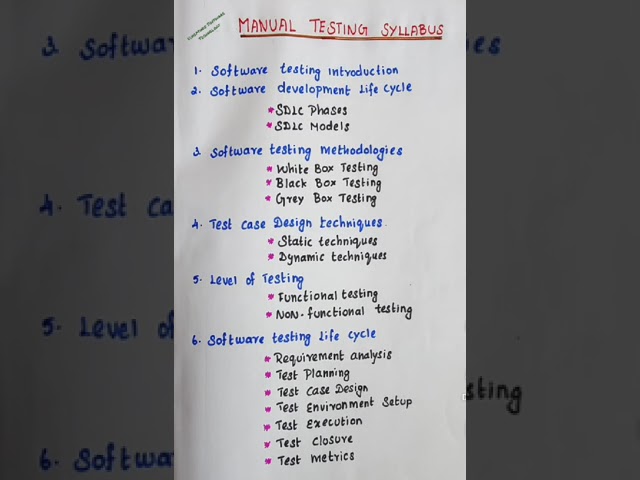 3 Manual Testing Syllabus #SDLC #STLC #Software Testing Life Cycle