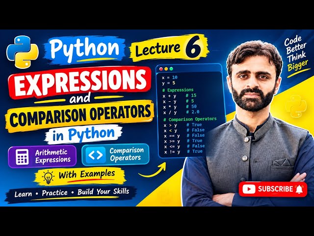 Python Tutorial Lecture 6 | Comparison Operators & Expressions in Python | Python for Beginners