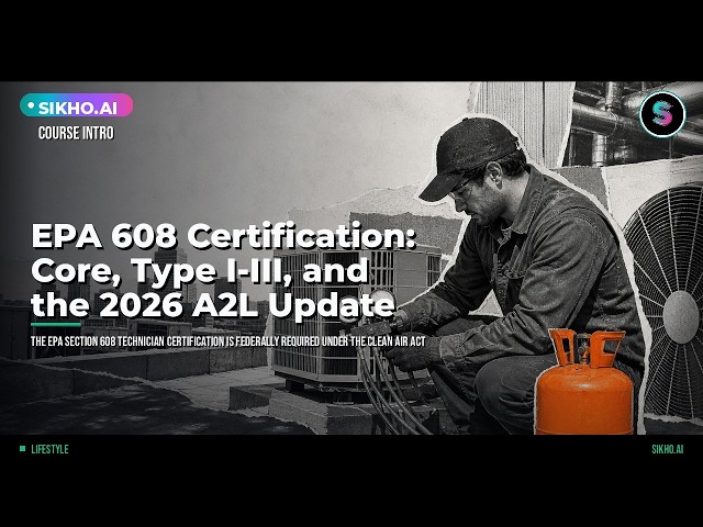 EPA 608 Certification: Pass Core, Types I-III & 2026 A2L Update | Sikho.ai
