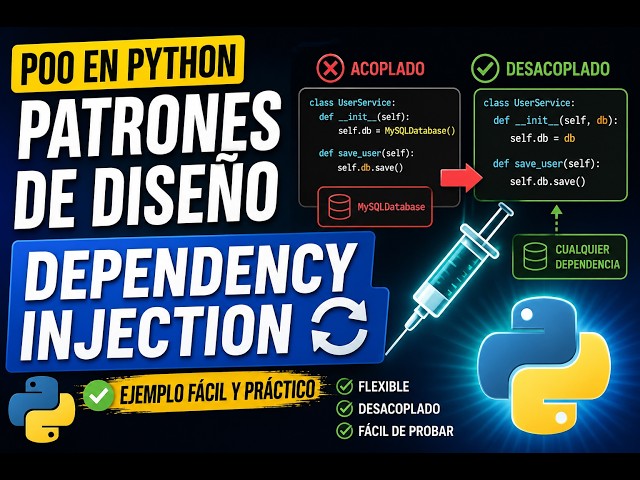 POO en Python: Patrones de diseño - Dependency Injection 🔄 (Ejemplo fácil y práctico)