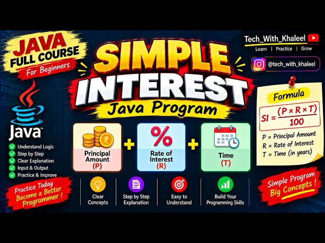 Simple Interest Program in Java | Java Program for Beginners in Telugu | Learn Java