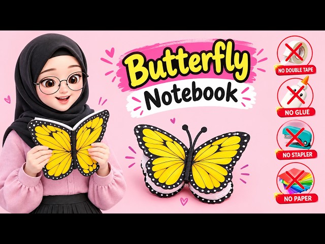 DIY Butterfly Notebook 🦋 | How to Make a Butterfly Notebook | No Glue, No Tape Craft Idea