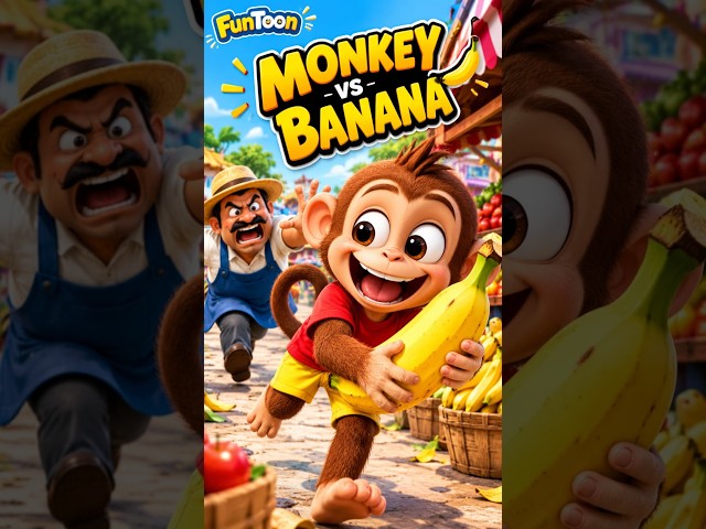 Monkey VS Banana #Funtoons #shorts #monkey #funny #comedy