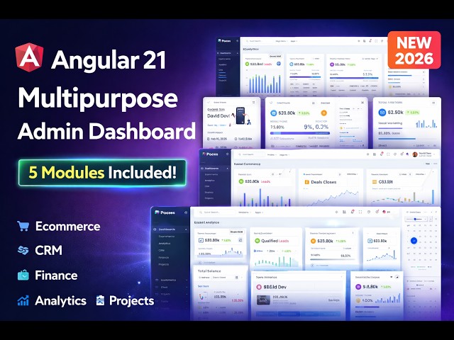 Angular 21 Multipurpose Admin Dashboard | Ecommerce, CRM, Analytics, Finance & Projects Demos