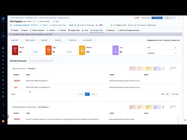 Demo of Secure CI/CD with Harness