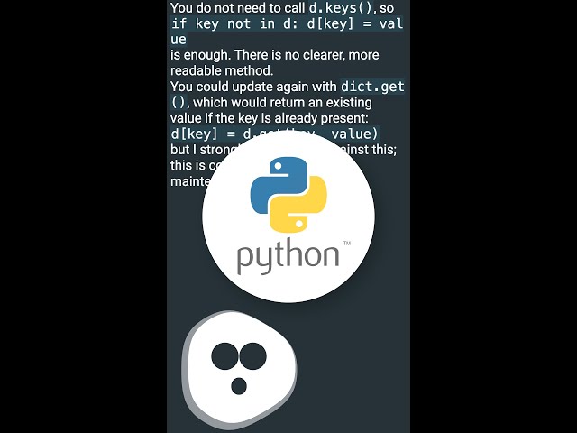 Python update a key in dict if it doesn't exist #shorts