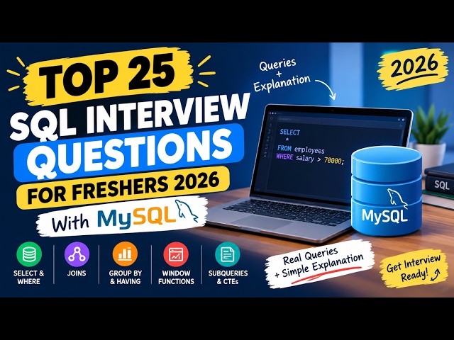 Top 25 SQL Interview Questions for Freshers 2026 | SQL Interview Questions & Answers Using MySQL