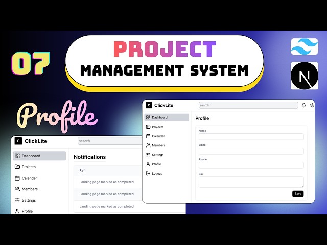 Notifications & Profile UI with Next.js | Project Management System #7