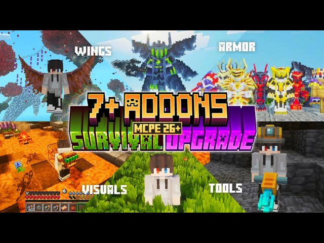 7+ ADDONS SURVIVAL TERBARU! MCPE 26+ ✨ | Minecraft Bedrock