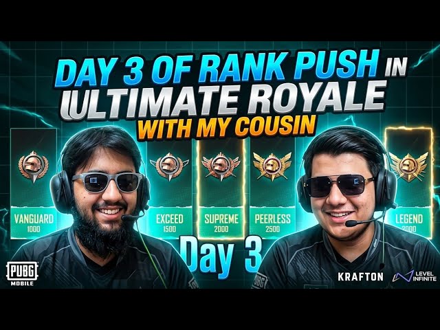 Day 3 of Rank Push in Ultimate Royal with my Cousin🥷🏼!!!🔥PUBG MOBILE🗿LIVE🔴