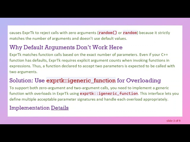 Implementing random Functions with Optional Arguments in ExprTk Using igeneric_function