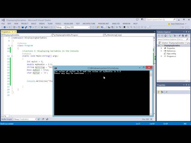 Learn C# for beginners: 3 - Displaying Variables in the Console