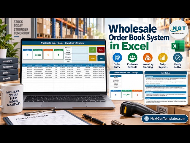 Wholesale Order Book Data Entry System in Excel