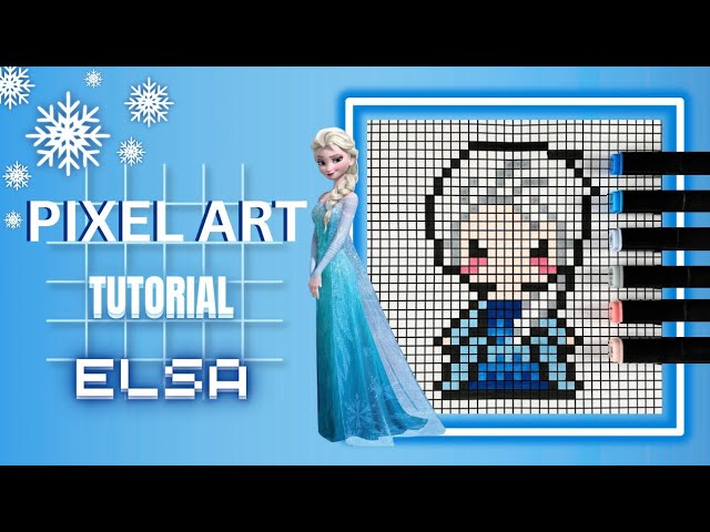 Pixel Art Tutorial: Drawing & Coloring Elsa Step by Step ❄️👑🎨
