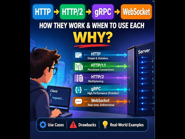 HTTP vs HTTP/2 vs gRPC vs WebSockets – How They Work & When to Use Each